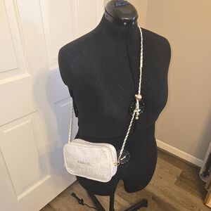 Upcycled Crossbody Using Chanel Beauté GWP Pouch And Adding Gold Chain